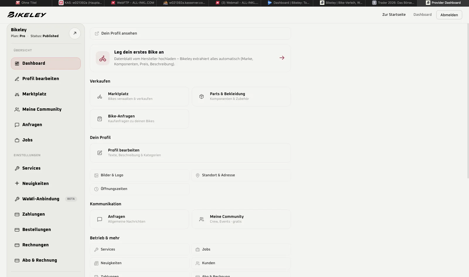 The portal: orders, appointments, customers
